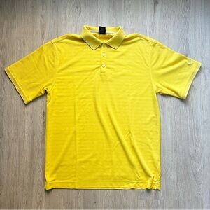 Nike Golf Polo Shirt Mens Large Yellow Dri-FIT Tour Performance Athletic Tee